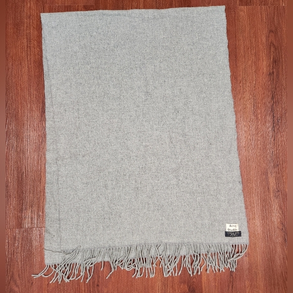 Acne Studios Grey Fringe Scarf Virgin Wool - Picture 1 of 4